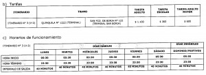 tarifas y ruta nueva lampa